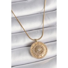 Style Of Carmen 316L Çelik Gold Renk Zirkon Taşlı 12 Burç Madalyon Model Kadın Kolye