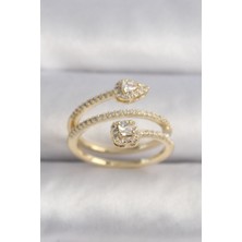 Style Of Carmen Pirinç Gold Renk Zirkon Taşlı Ok Model Vıp Seri Kadın Yüzük