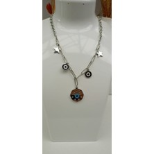 Çelik 1.sınıf Çelik Kararma Yapmaz Yıldız ve Nazar Boncuklu Silver Kolye