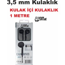 Flyonlook 3,5mm Kulaklık  Mikrafonlu Kulak Içi  Dış Ses Engeleyici Kulak Içi Kulaklık 1 Metre