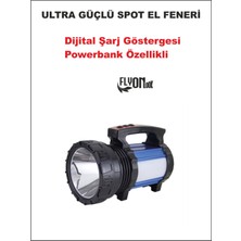 Flyonlook Ultra Şarjlı Güçlü El Feneri Powerbank Özellik Hızlı Dolum ve Kablo ile Şarj Imkanı Hafif Deprem