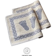 Bonny Home Soffy Krem & Gri 2 Adet 50 x 70  cm  Banyo Paspası  Doğal Pamuk Ayak Paspası Ayak Havlusu