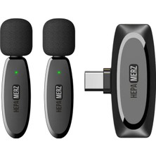 Hepa Merz S-50 Type-C Çiftli Kablosuz Yaka Mikrofonu Yüksek Ses Kaliteli Gürültü Önleyici