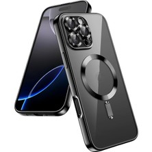 Novatis Apple iPhone 16 Pro Uyumlu Kılıf Kamera Lens ve Hoparlör Toz Korumalı Kablosuz Şarj Özellikli Kenarları Renkli Arkası Şeffaf