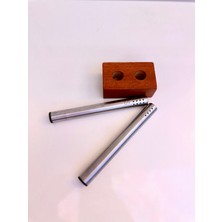 Çelik Tuzluk Biberlik Seti Ahşap Altlıklı