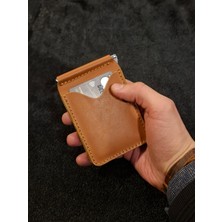 MAT DERİ  Deri Para Klipsli Cüzdan & Kartlık Taba Slim Kartlık