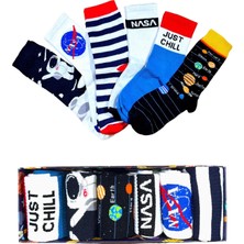 Hanse Socks Bay ve Bayan Için Uzay Temalı Pamuklu Çorap - 6'lı Set (37-43 Numara)