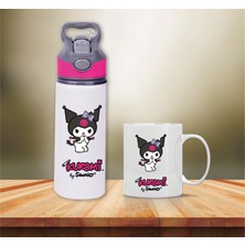 Kuromi Baskılı Pipetli Metal Suluk ve Kupa BARDAK-001