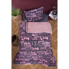 Yalıteks Home Tek Kişilik Welsoft Çift Taraflı Lüks Yorgan ve Yastık Kılıfı - Love Tek