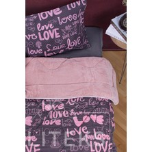 Yalıteks Home Tek Kişilik Welsoft Çift Taraflı Lüks Yorgan ve Yastık Kılıfı - Love Tek