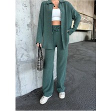Yeni Sezon Kışlık Kumaş Kadın Oversize Gömlekli Takım