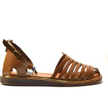 Beety 101-301 Hakiki Deri Taba - Siyah Kadın Bodrum Sandalet