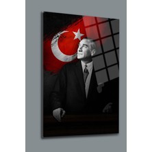 Atatürk Cam Tablo 67-Atatürk Tablosu-Türk Bayrağı Tablosu