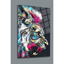 Aslan Deseni Cam Tablo