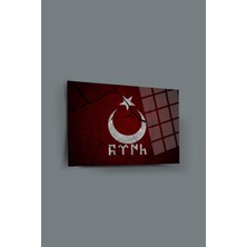 Göktürkçe Yazılı Türk Bayrağı Cam Tablo