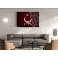 Göktürkçe Yazılı Türk Bayrağı Cam Tablo
