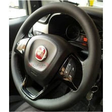 Fiat Doblo (2010-2021) Uyumlu Dikmeli Direksiyon Kılıfı Soft Siyah (11CM)