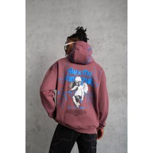 Erkek Yıldırım Baskılı Kapşonlu Sweat - Gül Kurusu