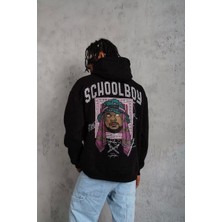 Erkek School Boy Baskılı Kapüşonlu Sweat - Siyah