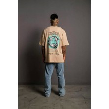 Erkek Sırt Baskılı t-Shirt - Bej