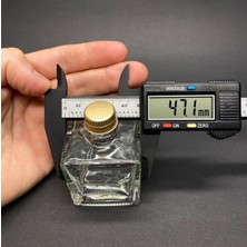 Ahsa Ticaret 5 Adet Hediyelik Cam Kolonya Şişesi - 50 ml Kare Şişe + Gold Metal Kapak + Kolonya Tıpalı Takım