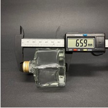 Ahsa Ticaret 5 Adet Hediyelik Cam Kolonya Şişesi - 50 ml Kare Şişe + Gold Metal Kapak + Kolonya Tıpalı Takım