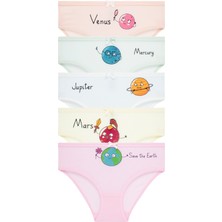 Biyokids Kız Çocuk Gezegenler Baskılı 5li Paket Külot Slip BYO1857
