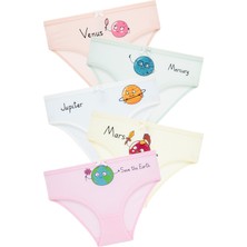 Biyokids Kız Çocuk Gezegenler Baskılı 5li Paket Külot Slip BYO1857