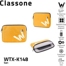 Classone WTX-K148 13, 14 inch WTXpro Serisi Su Geçirmez Kumaş, Macbook,Mac Air,Laptop Kılıfı- Sarı