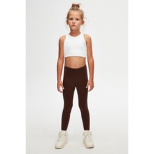 Kahverengi Basic Kız Çocuk Yazlık Tayt