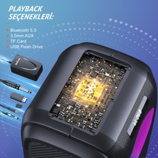 W-Kıng T9PRO Bluetooth Hoparlör 250W Partybox 24S Dinleme Ipx5 ve Kablolu Mikrofon Siyah