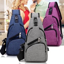 Danazeey Günlük Sırt Çantası,omuz Çantası USB Şarj Spor Erkek Oxford Crossbody Rahat Messenger Paketi Kulaklık Deliği Çok Fonksiyonlu Siyah (Yurt Dışından)