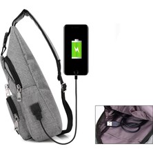 Danazeey Günlük Sırt Çantası,omuz Çantası USB Şarj Spor Erkek Oxford Crossbody Rahat Messenger Paketi Kulaklık Deliği Çok Fonksiyonlu Siyah (Yurt Dışından)