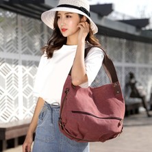 Danazeey Günlük Sırt Çantası,bayanlar Crossbody Çanta Kanvas Tote Çanta Kadın Tote Çanta Pamuk Düz Renk Vahşi Omuz Çantası Bayan Mor (Yurt Dışından)