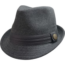 CEELDU Unisex trilby Ingiliz Kasket Fötr Şapka -Gri