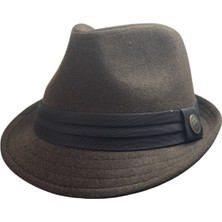 Ceeldu Unisex trilby Ingiliz Kasket Fötr Şapka -Kahverengi