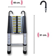 Endokon 440 cm. - 15  Basamaklı Kancalı Teleskobik / Teleskopik Merdiven - I Tipi Uzayan Merdiven