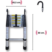 Endokon 320 Cm. - 11  Basamaklı Kancalı Teleskobik / Teleskopik Merdiven - I Tipi Uzayan