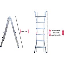 300 Cm. 10 Basamak A ve I Tipi Katlanıp Uzayabilen Mini Dev Alüminyum Merdiven