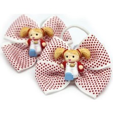 Özel Lastik Beyaz Kırmızı Çocuklu Lastik Toka 2'li