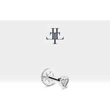 Kalp Pırlantalı Piercing, 8 mm , 1.2 Mm, 14K Sarı-Beyaz-Kırmızı Altın | LP00017D