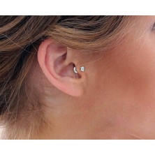 Kalp Pırlantalı Piercing, 8 mm , 1.2 Mm, 14K Sarı-Beyaz-Kırmızı Altın | LP00017D
