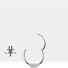 Baget Pırlantalı Halka Piercing, 10-12 mm , 1.2 Mm, 14K Sarı-Beyaz-Kırmızı Altın | LC00016D