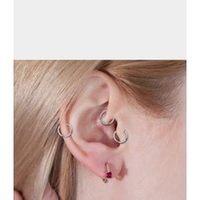 Baget Pırlantalı Halka Piercing, 10-12 mm , 1.2 Mm, 14K Sarı-Beyaz-Kırmızı Altın | LC00016D