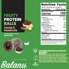 Balanu Fruity Meyveli Protein Topları Kakao Dolgulu ve Fındıklı Atıştırmalık 6 Paket x 55G