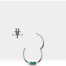 Baget Zümrütlü Halka Piercing, 10-12 mm , 1.2 Mm, 14K Sarı-Beyaz-Kırmızı Altın | LC00016E