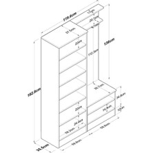 Nirengi Ağaçkurdu Mdf Portmanto Raflı Ayakkabılık Vestiyer Yüklük