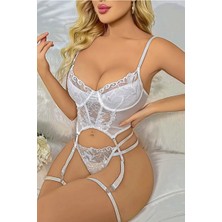 Beyz Dress Beyaz Renk 4 Parça Özel Kullanışlı Şık Rahat Jartiyer Takımı