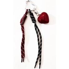 Kalp Charm, Karabina ve Ip Sallantılı Anahtarlık Çanta Süsü
