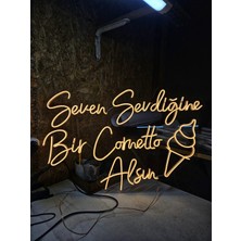 Çizgi Neon Cizgineon Seven Sevdiğine Bir Cornetto Alsın Işıklı Neon Led Duvar Dekarasyon